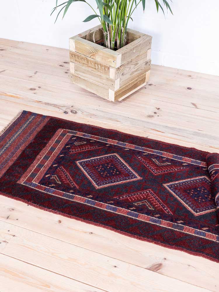 12796 Afghan Mixed Weave Moshwani Runner Rug 60x246cm (1.11 x 8.1ft)