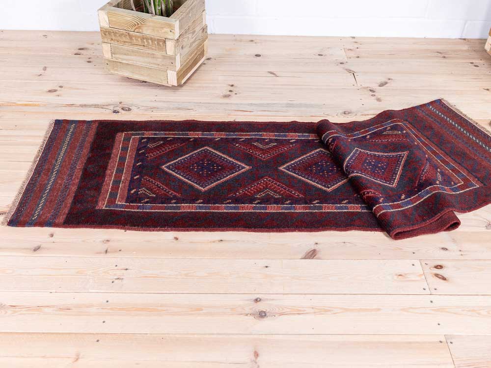 12796 Afghan Mixed Weave Moshwani Runner Rug 60x246cm (1.11 x 8.1ft)