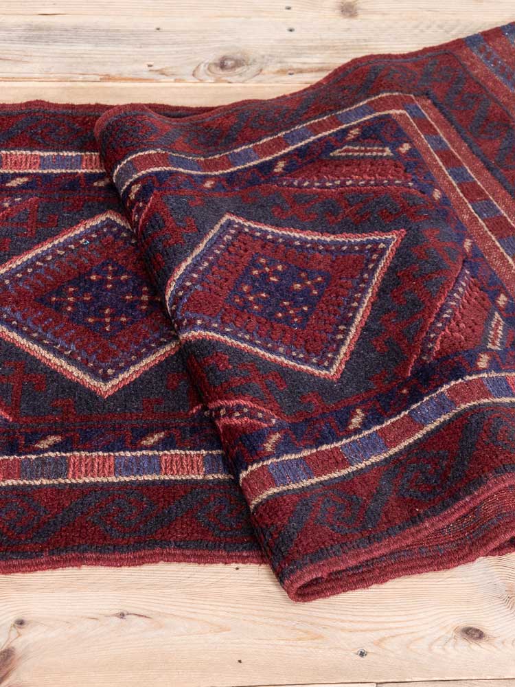 12796 Afghan Mixed Weave Moshwani Runner Rug 60x246cm (1.11 x 8.1ft)