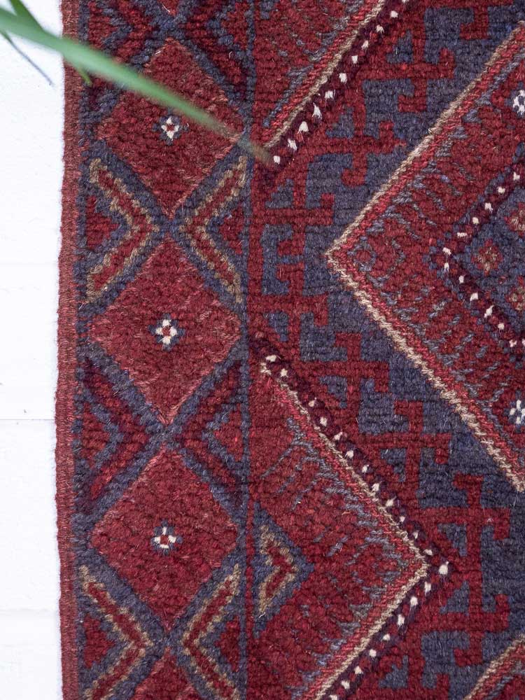 12797 Afghan Mixed Weave Moshwani Runner Rug 59x244cm (1.11 x 8ft)