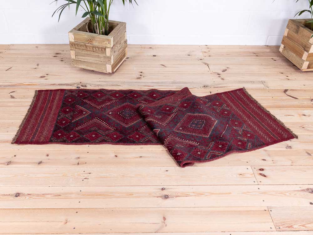 12797 Afghan Mixed Weave Moshwani Runner Rug 59x244cm (1.11 x 8ft)