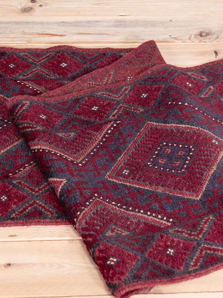 12797 Afghan Mixed Weave Moshwani Runner Rug 59x244cm (1.11 x 8ft)