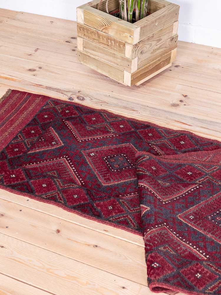 12797 Afghan Mixed Weave Moshwani Runner Rug 59x244cm (1.11 x 8ft)