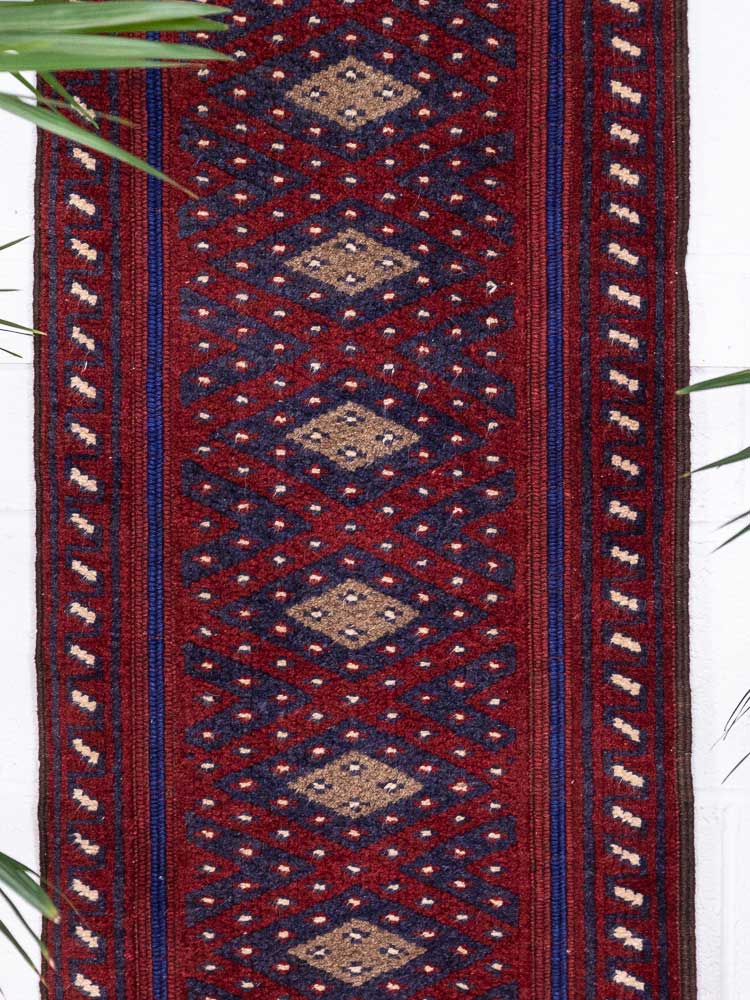 12798 Afghan Mixed Weave Moshwani Runner Rug 56x258cm (1.10 x 8.5ft)