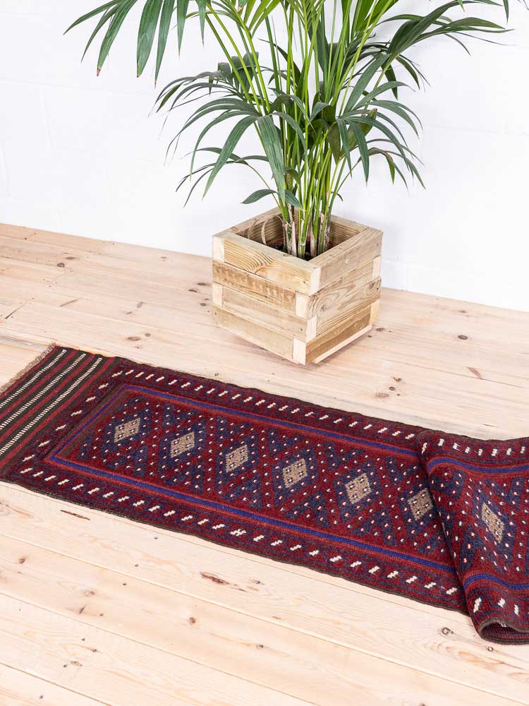 12798 Afghan Mixed Weave Moshwani Runner Rug 56x258cm (1.10 x 8.5ft)