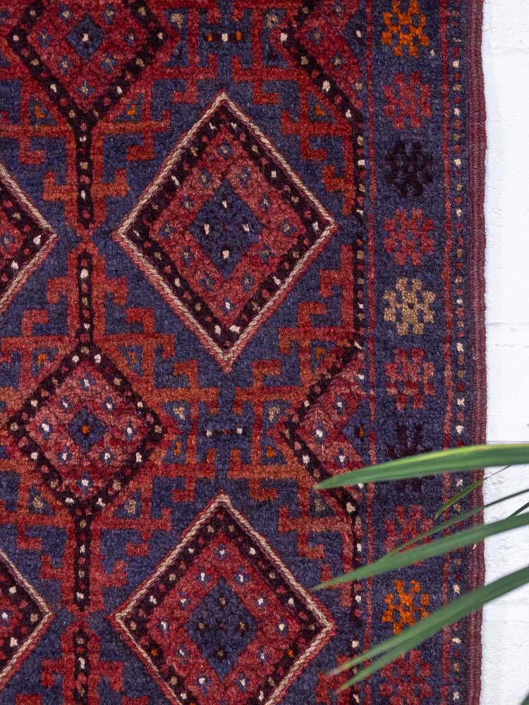 12799 Afghan Mixed Weave Moshwani Runner Rug 65x244cm (2.1 x 8ft)