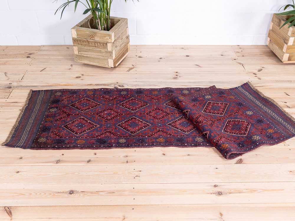 12799 Afghan Mixed Weave Moshwani Runner Rug 65x244cm (2.1 x 8ft)