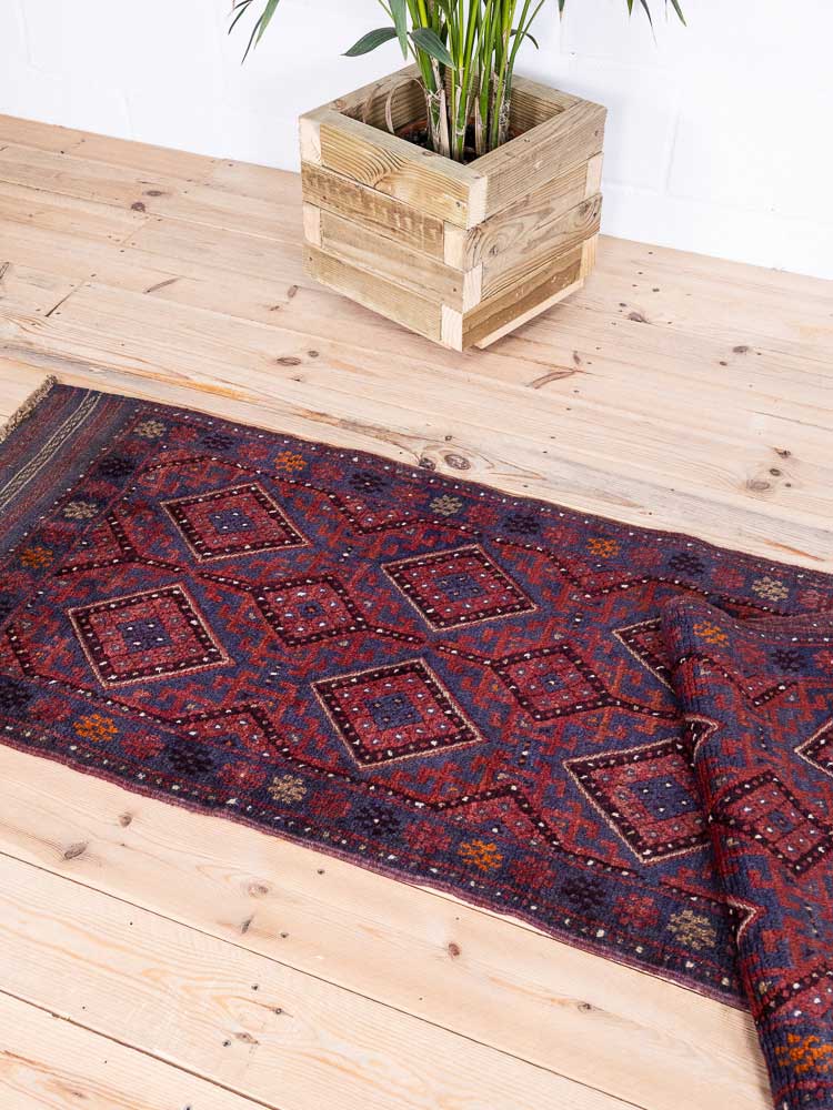 12799 Afghan Mixed Weave Moshwani Runner Rug 65x244cm (2.1 x 8ft)