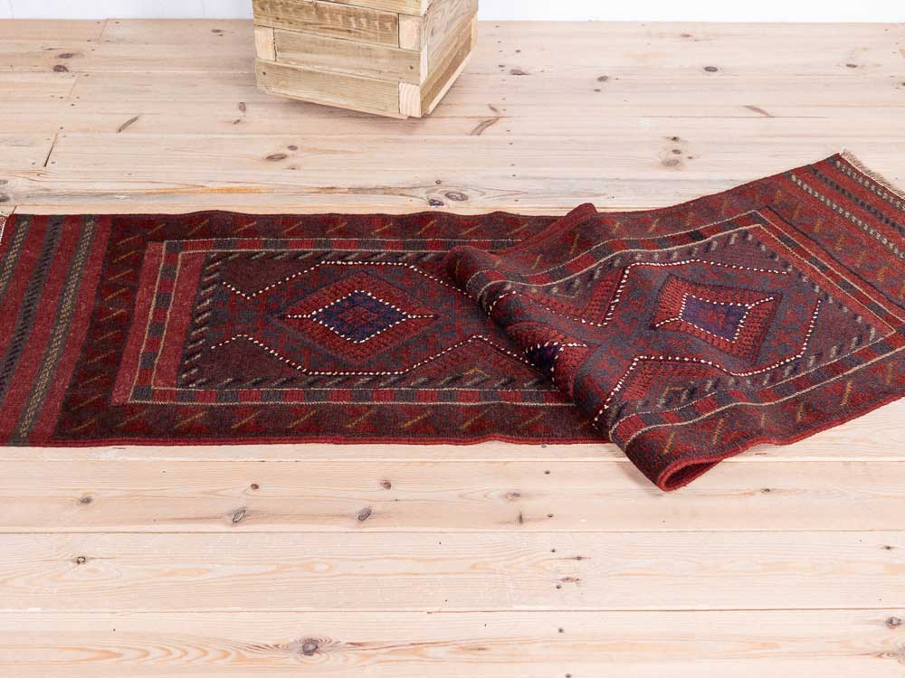 12800 Afghan Mixed Weave Moshwani Runner Rug 59x231cm (1.11 x 7.7ft)