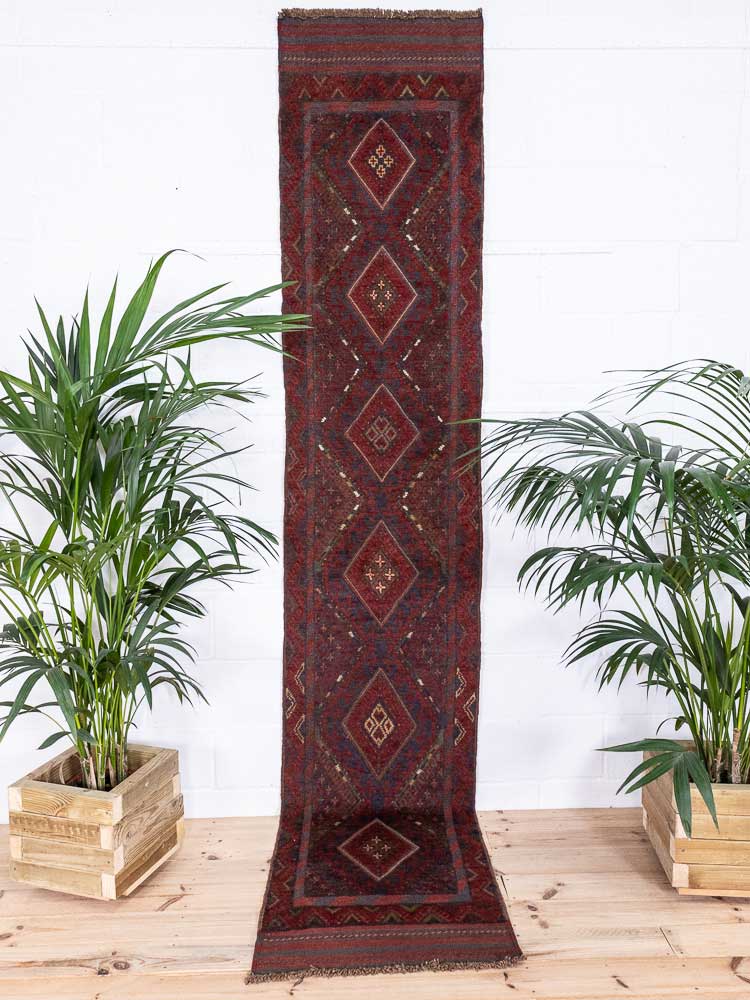 12801 Long Afghan Mixed Weave Moshwani Runner Rug 68x335cm (2.2 x 11ft)