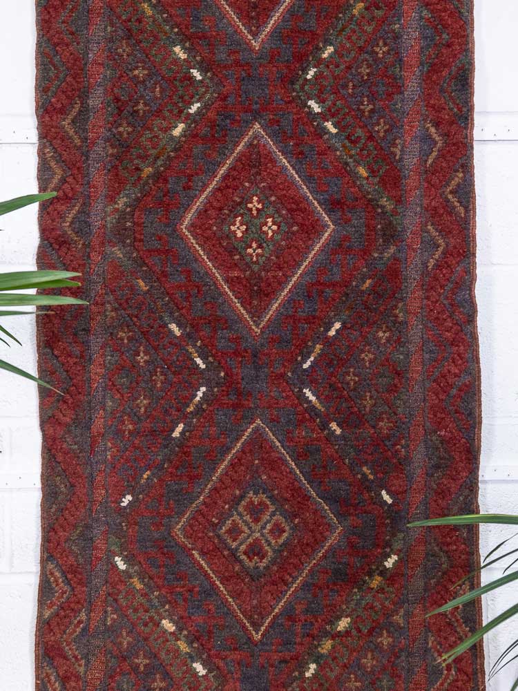 12801 Long Afghan Mixed Weave Moshwani Runner Rug 68x335cm (2.2 x 11ft)