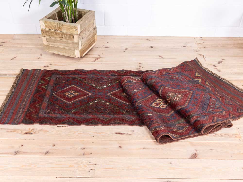 12801 Long Afghan Mixed Weave Moshwani Runner Rug 68x335cm (2.2 x 11ft)