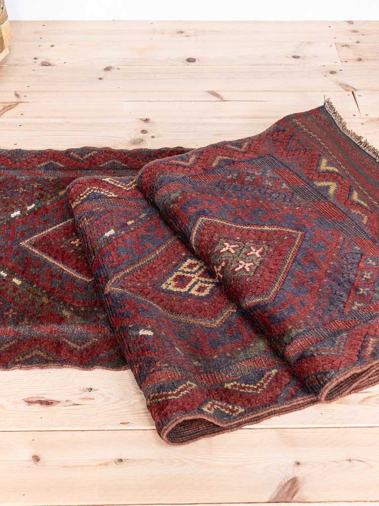 12801 Long Afghan Mixed Weave Moshwani Runner Rug 68x335cm (2.2 x 11ft)