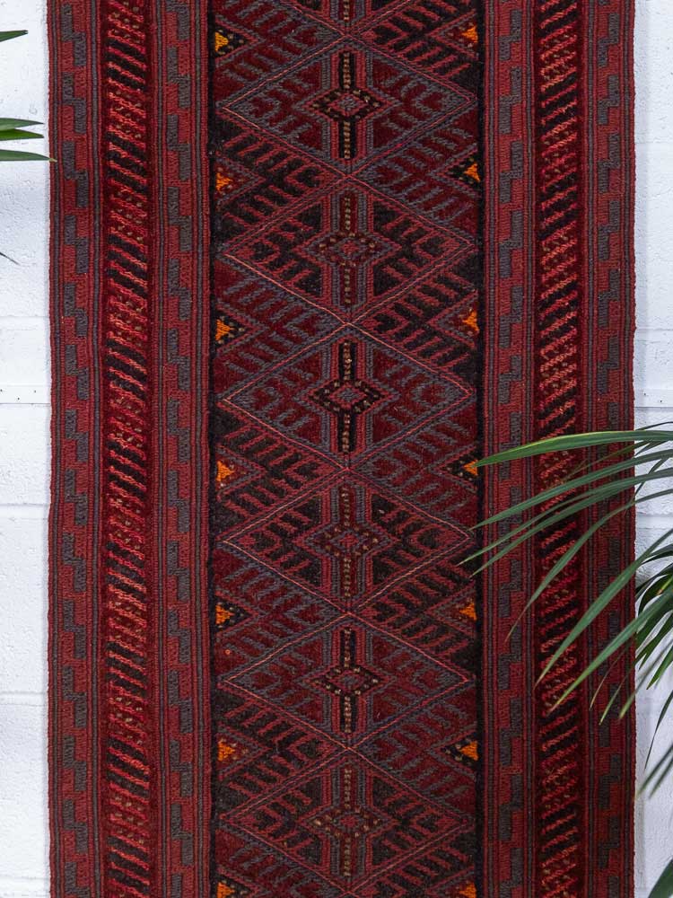 12802 Long Afghan Mixed Weave Moshwani Runner Rug 71x382cm (2.4 x 12.6ft)