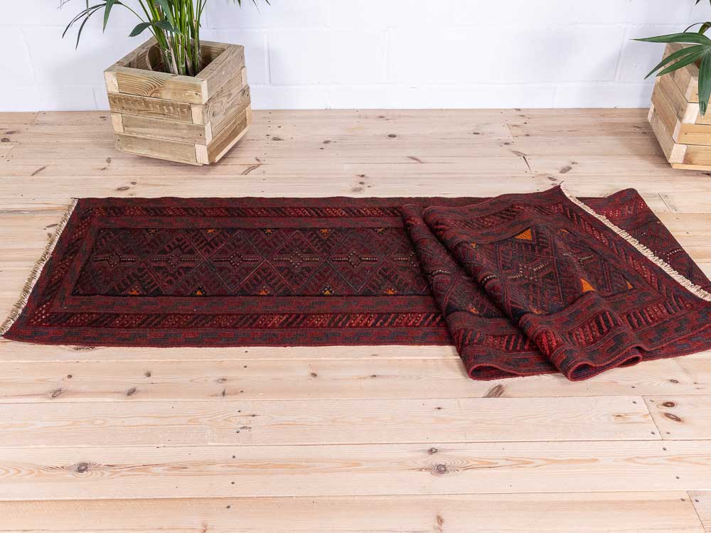 12802 Long Afghan Mixed Weave Moshwani Runner Rug 71x382cm (2.4 x 12.6ft)