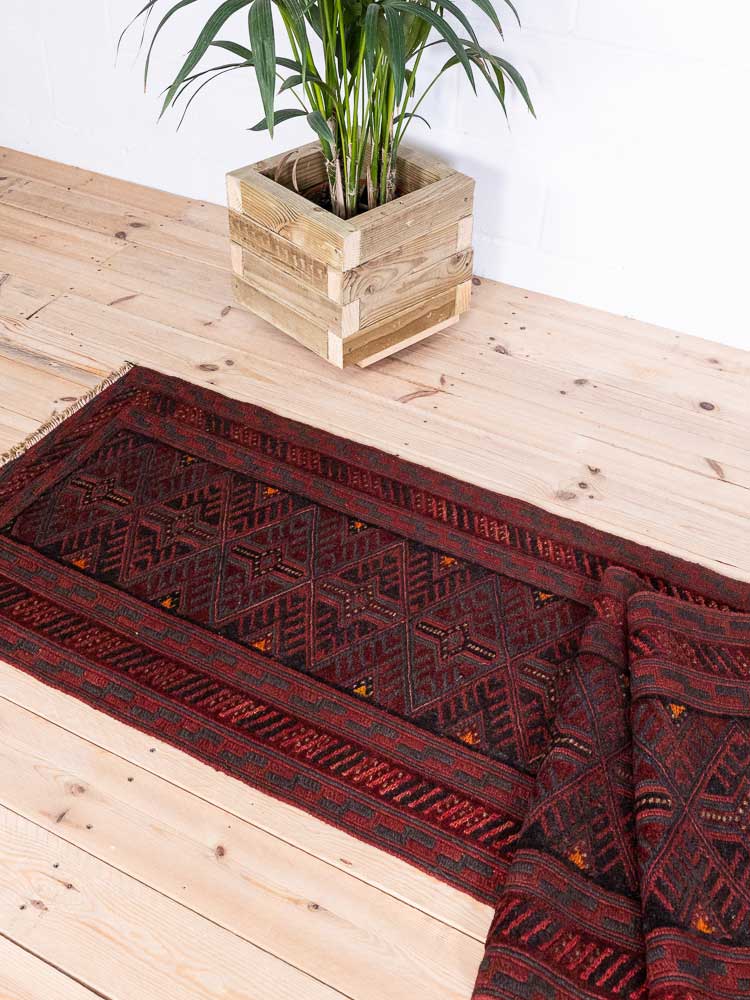 12802 Long Afghan Mixed Weave Moshwani Runner Rug 71x382cm (2.4 x 12.6ft)