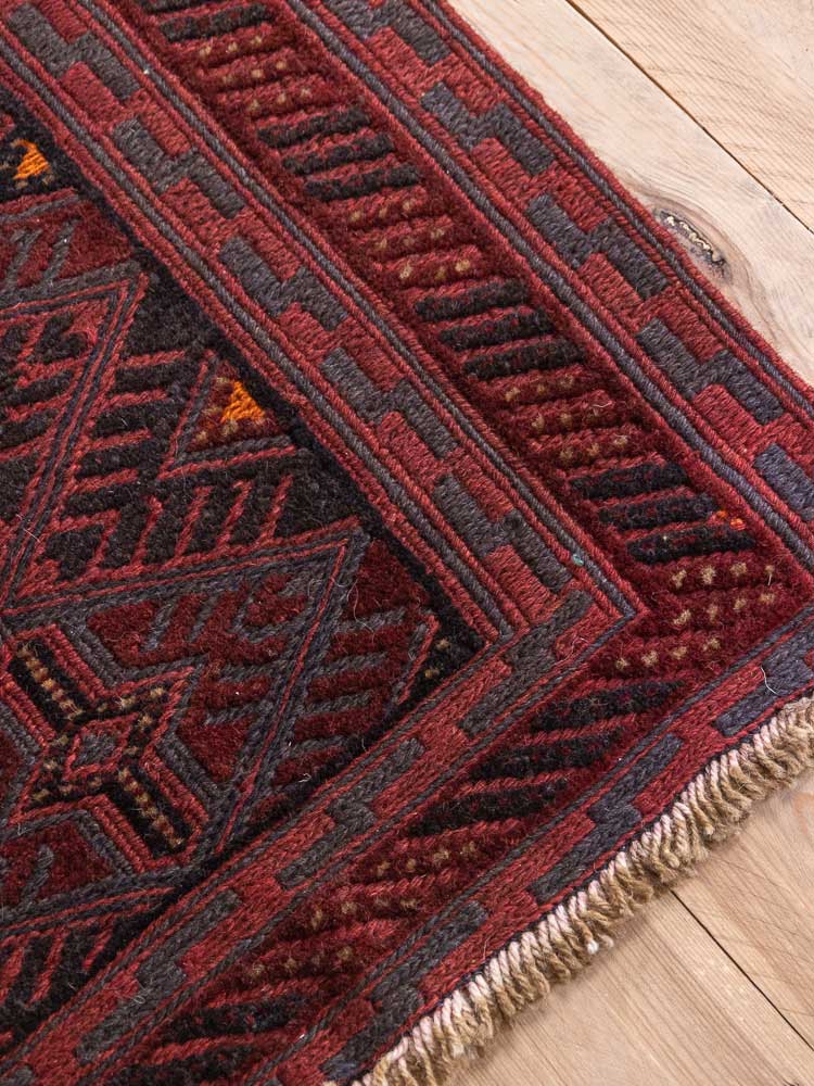 12802 Long Afghan Mixed Weave Moshwani Runner Rug 71x382cm (2.4 x 12.6ft)