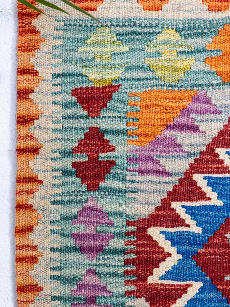 12803 Small Afghan Vegetable Dyed Kilim Rug 60x95cm (1.11 x 3.1ft)