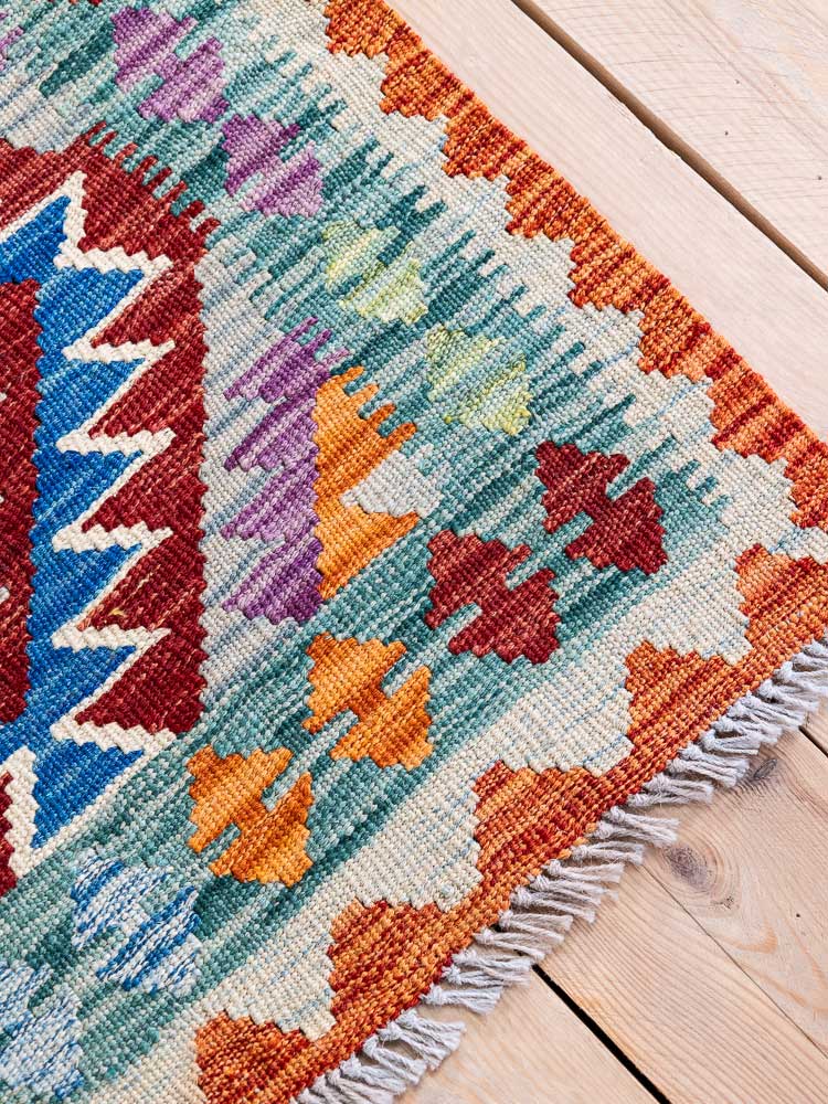 12803 Small Afghan Vegetable Dyed Kilim Rug 60x95cm (1.11 x 3.1ft)