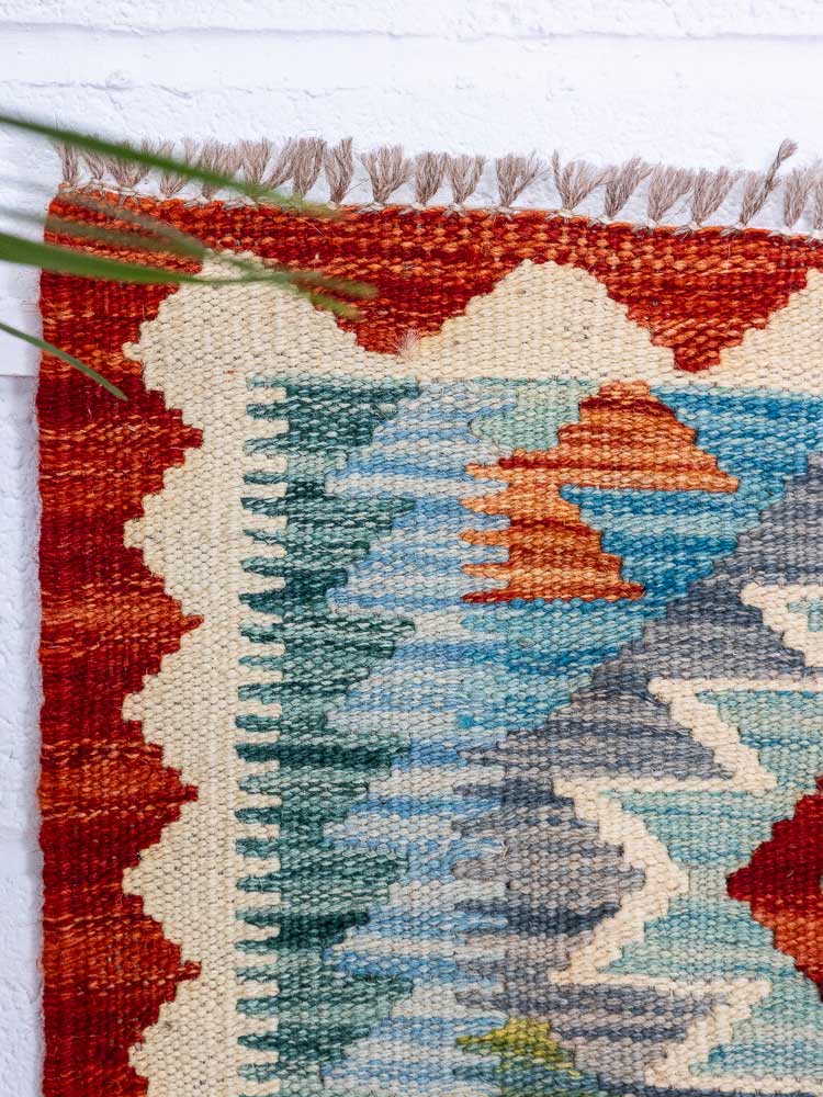 12804 Small Afghan Vegetable Dyed Kilim Rug 57x90cm (1.10 x 2.11ft)