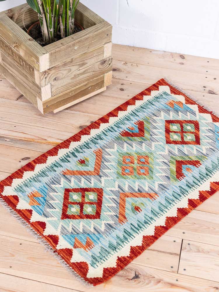 12804 Small Afghan Vegetable Dyed Kilim Rug 57x90cm (1.10 x 2.11ft)