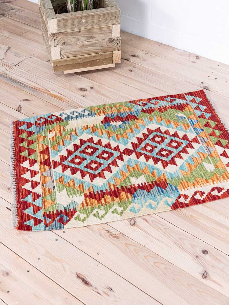 12805 Small Afghan Vegetable Dyed Kilim Rug 64x90cm (2.1 x 2.11ft)