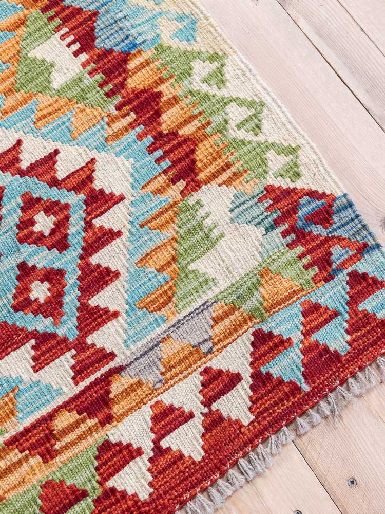 12805 Small Afghan Vegetable Dyed Kilim Rug 64x90cm (2.1 x 2.11ft)