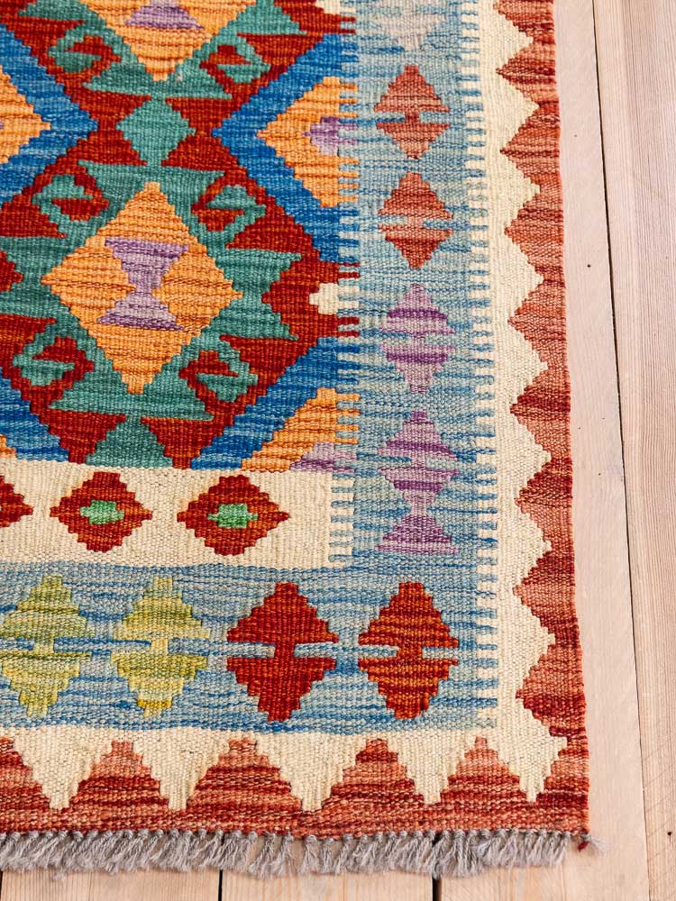 12806 Small Afghan Vegetable Dyed Kilim Rug 62x94cm (2.0 x 3.1ft)