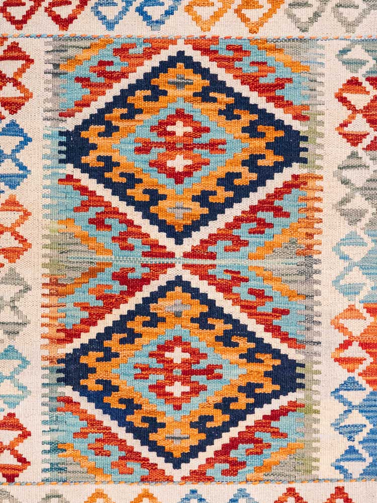 12808 Small Afghan Vegetable Dyed Kilim Rug 62x91cm (2.0 x 3ft)