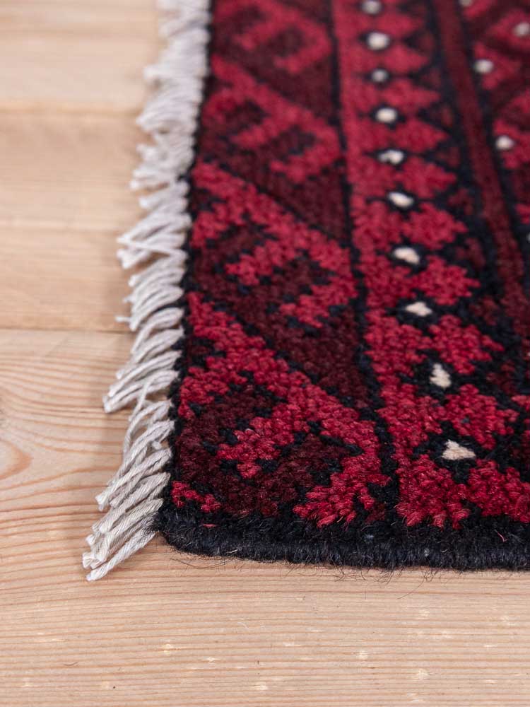 12809 Small Afghan Red Aq Chah Rug 49x67cm (1.7 x 2.2ft)