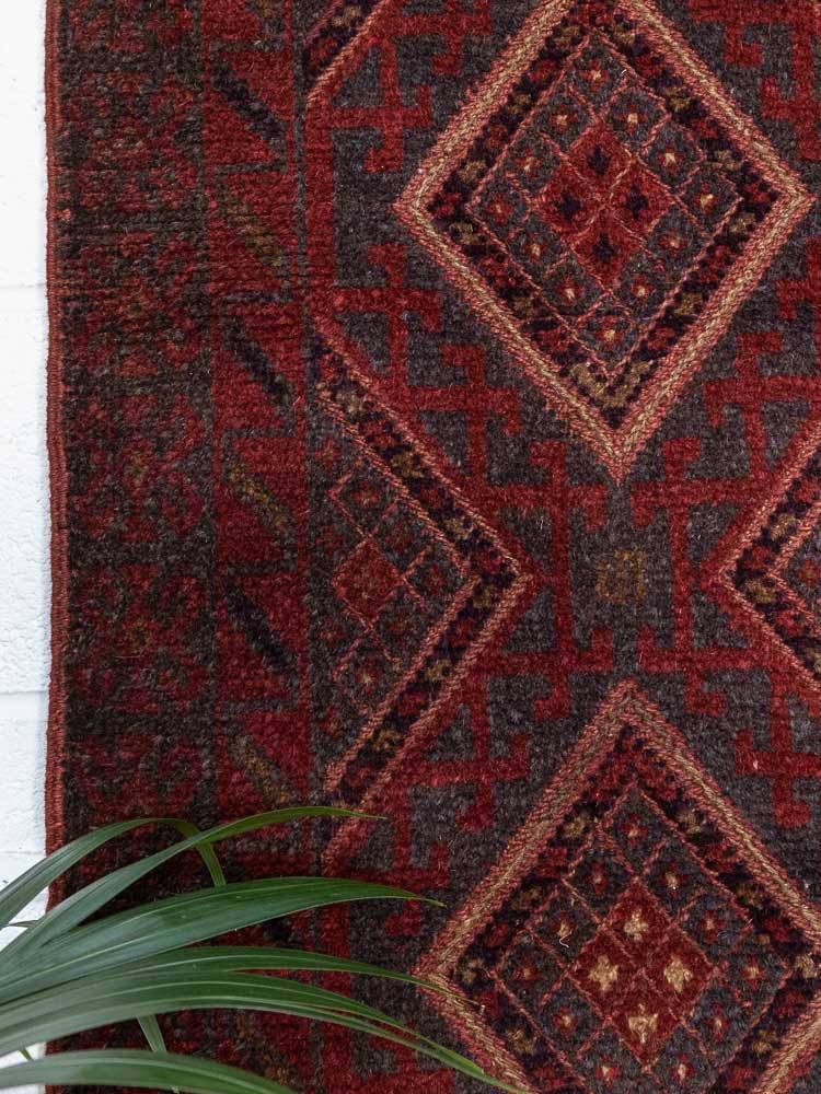 12821 Afghan Mixed Weave Moshwani Runner Rug 61x241cm (2 x 7.11ft)