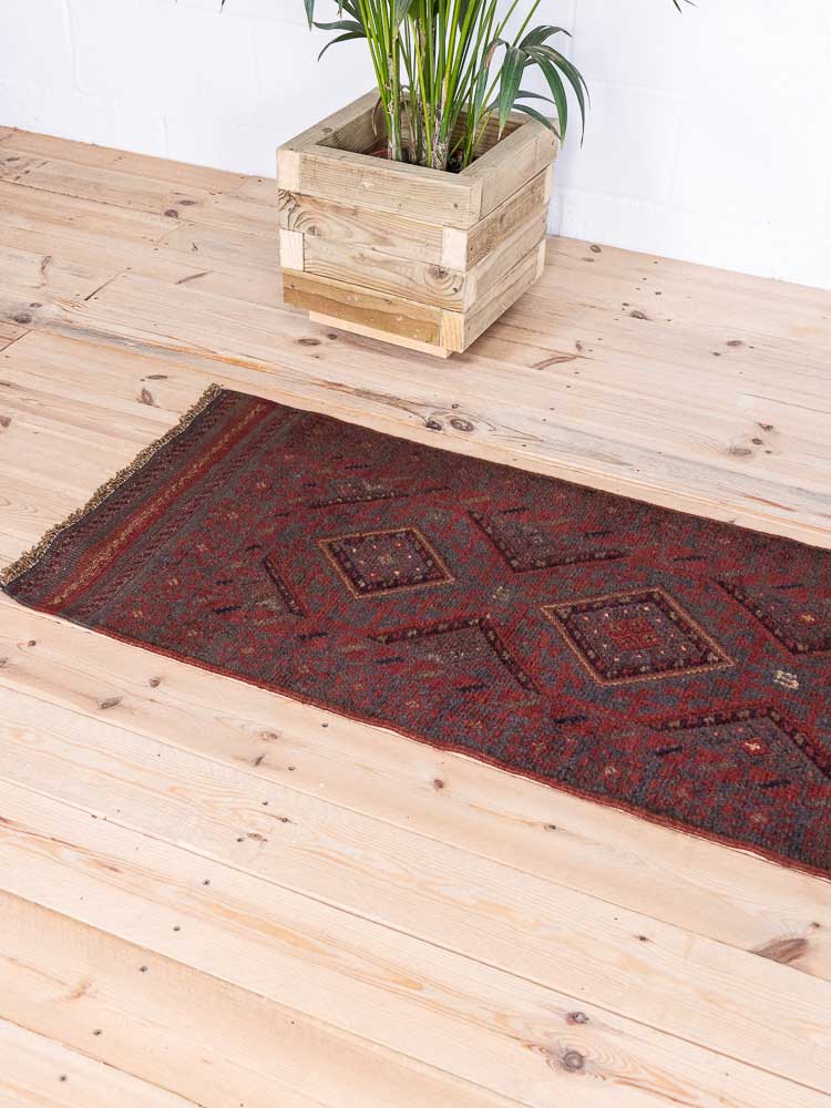 12821 Afghan Mixed Weave Moshwani Runner Rug 61x241cm (2 x 7.11ft)