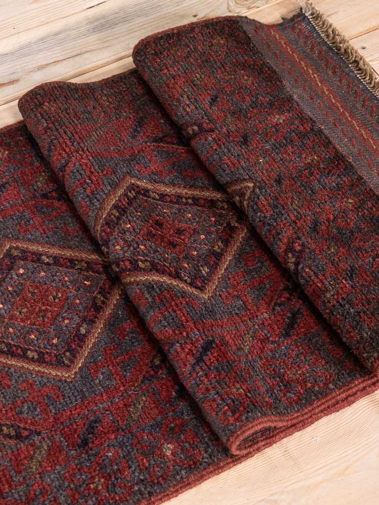 12821 Afghan Mixed Weave Moshwani Runner Rug 61x241cm (2 x 7.11ft)