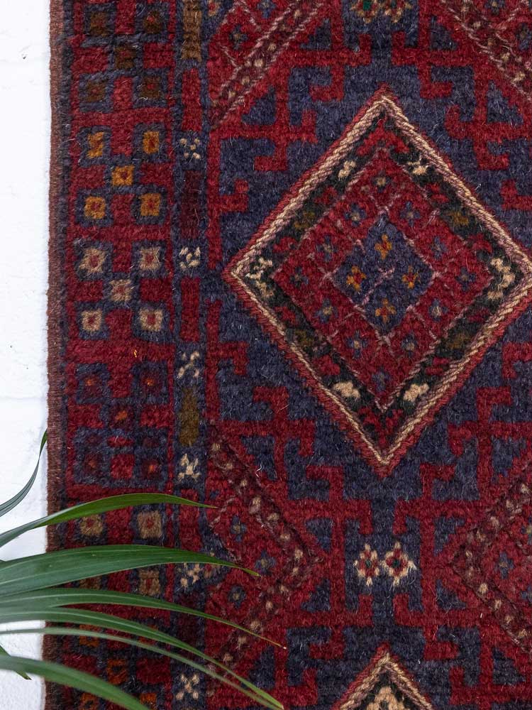 12822 Afghan Mixed Weave Moshwani Runner Rug 66x257cm (2.2 x 8.5ft)