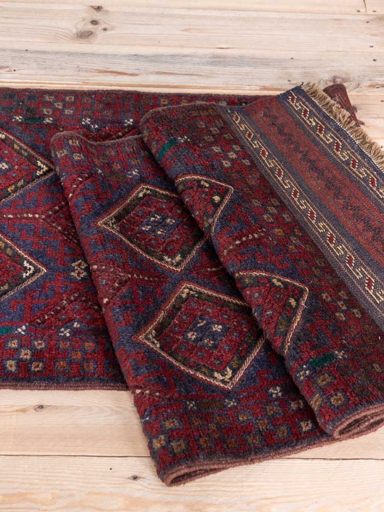 12822 Afghan Mixed Weave Moshwani Runner Rug 66x257cm (2.2 x 8.5ft)