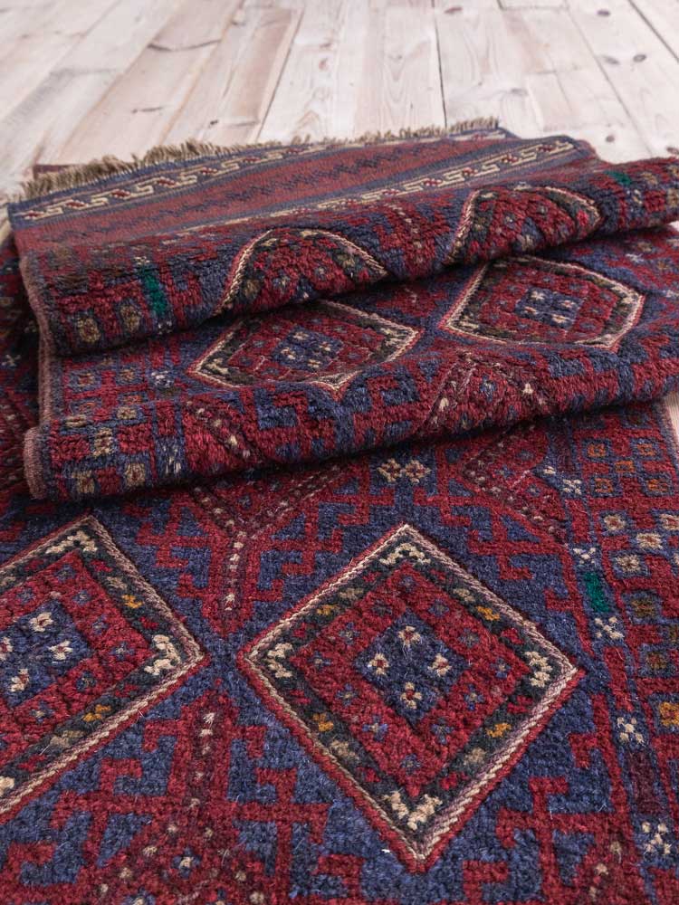 12822 Afghan Mixed Weave Moshwani Runner Rug 66x257cm (2.2 x 8.5ft)