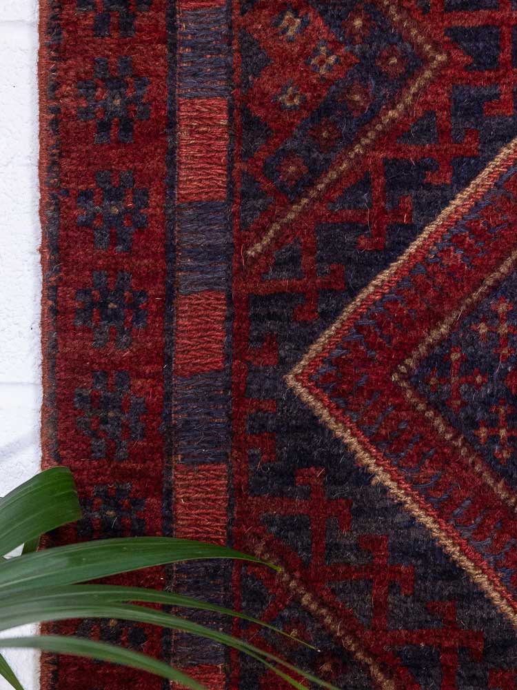 12823 Afghan Mixed Weave Moshwani Runner Rug 61x254cm (2 x 8.4ft)