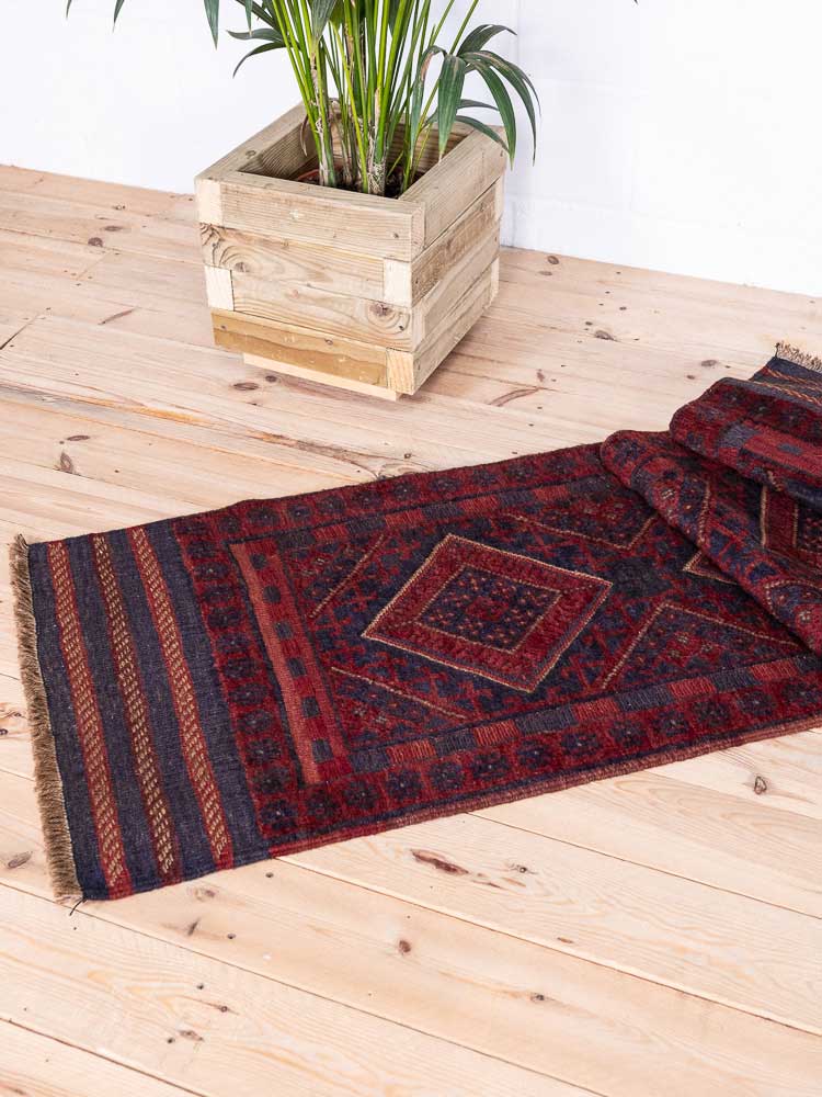 12823 Afghan Mixed Weave Moshwani Runner Rug 61x254cm (2 x 8.4ft)