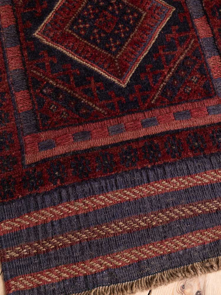 12823 Afghan Mixed Weave Moshwani Runner Rug 61x254cm (2 x 8.4ft)