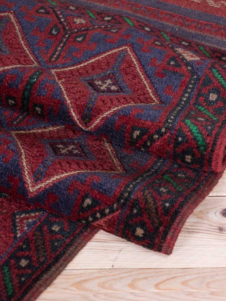 12824 Afghan Mixed Weave Moshwani Runner Rug 66x252cm (2.2 x 8.3ft)