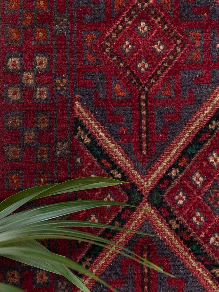 12825 Afghan Mixed Weave Moshwani Runner Rug 66x252cm (2.2 x 8.3ft)