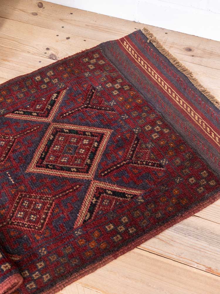 12825 Afghan Mixed Weave Moshwani Runner Rug 66x252cm (2.2 x 8.3ft)