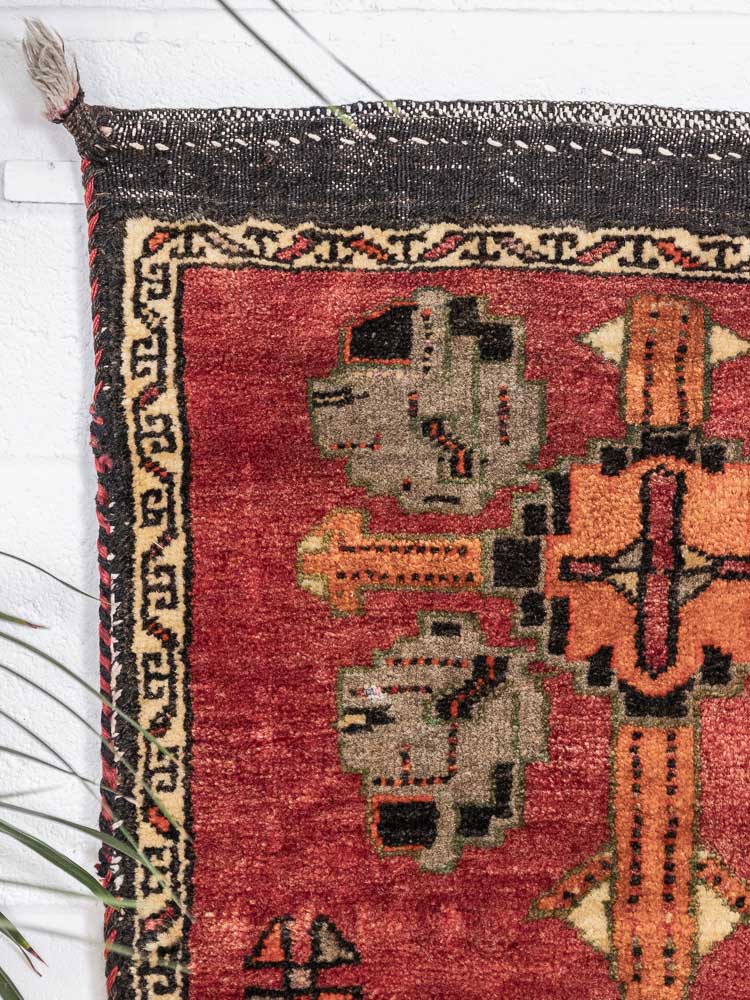 12834 Village Turkish Malatya Carpet Floor Cushion 58x101cm (1.11 x 3.3ft)