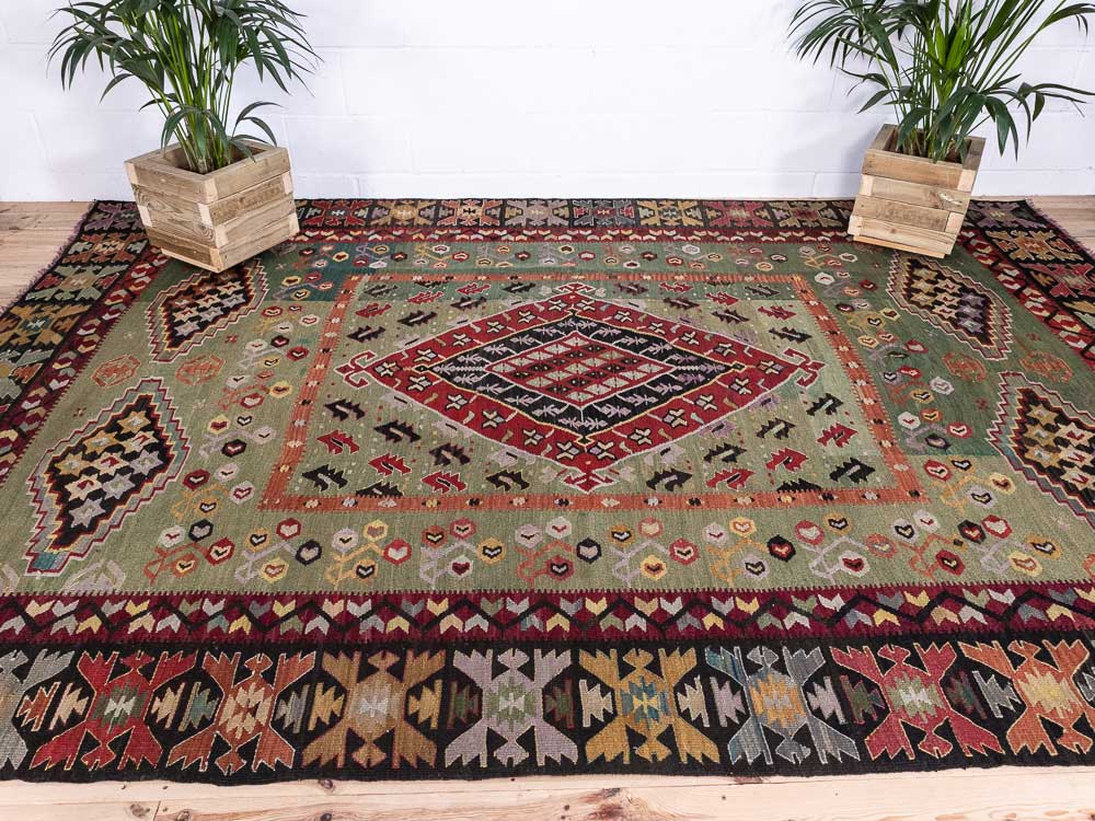 12855 Rare Antique Macedonian Kilim Rug 246x354cm (8.1 x 11.7ft)