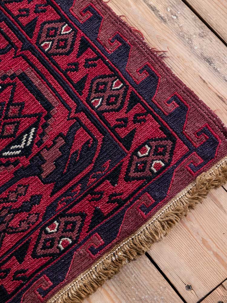 12856 Large Vintage Azerbaijan Soumak Kilim Rug 213x371cm (6.11 x 12.1ft)