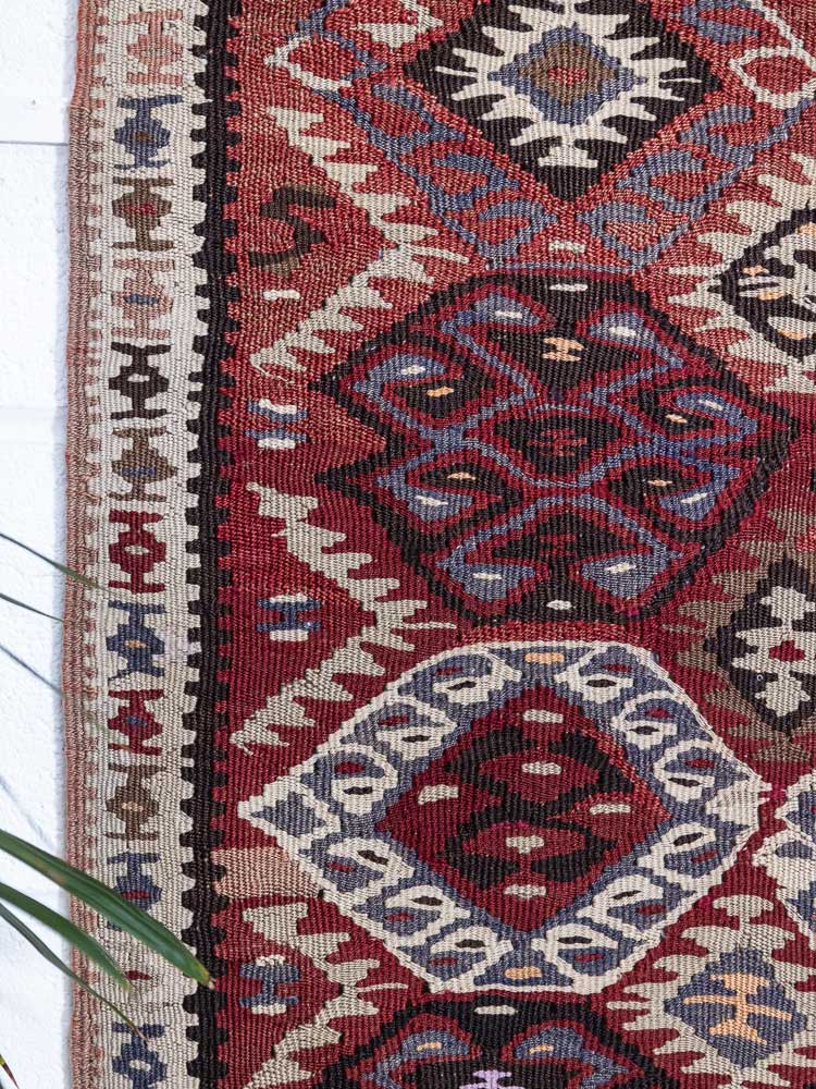 12866 Vintage Turkish Van Kilim Runner Rug 70x163cm (2.3 x 5.4ft)