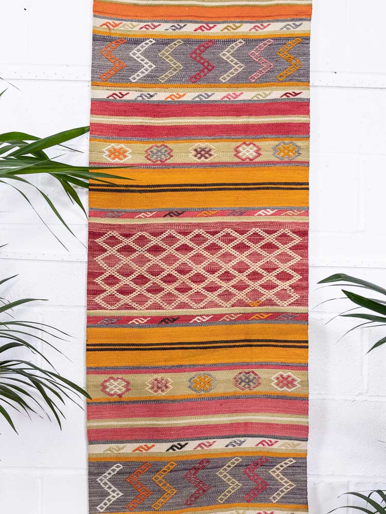 12869 Vintage Turkish Acipayam Runner Rug 62x245cm (2.0 x 8.0ft)