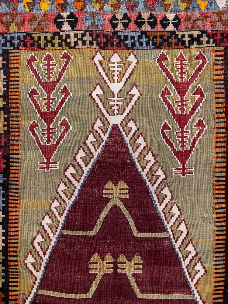 12874 Vintage Konya Obruk Turkish Prayer Kilim Rug 125x175cm (4.1 x 5.8ft)