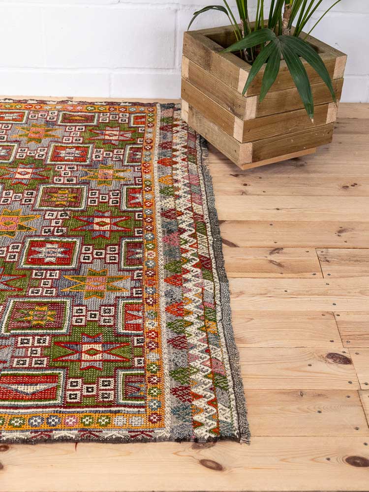 12877 Vintage Turkish Dazkiri Cicim Kilim Rug 156x180cm (5.1 x 5.10ft)