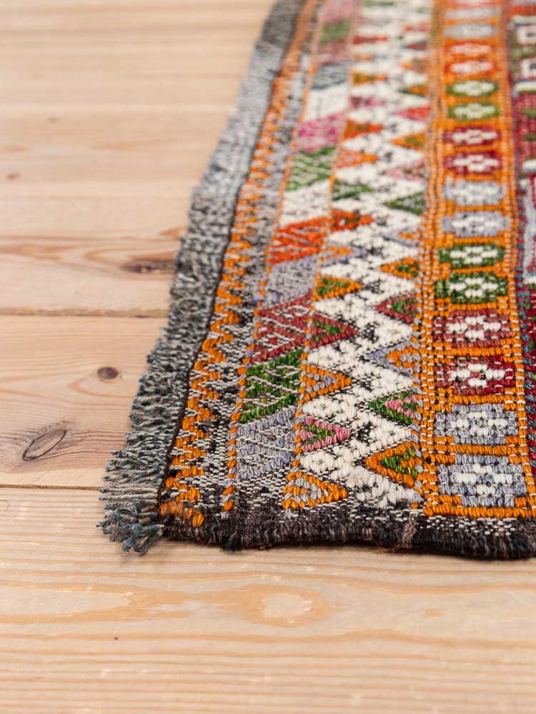 12877 Vintage Turkish Dazkiri Cicim Kilim Rug 156x180cm (5.1 x 5.10ft)